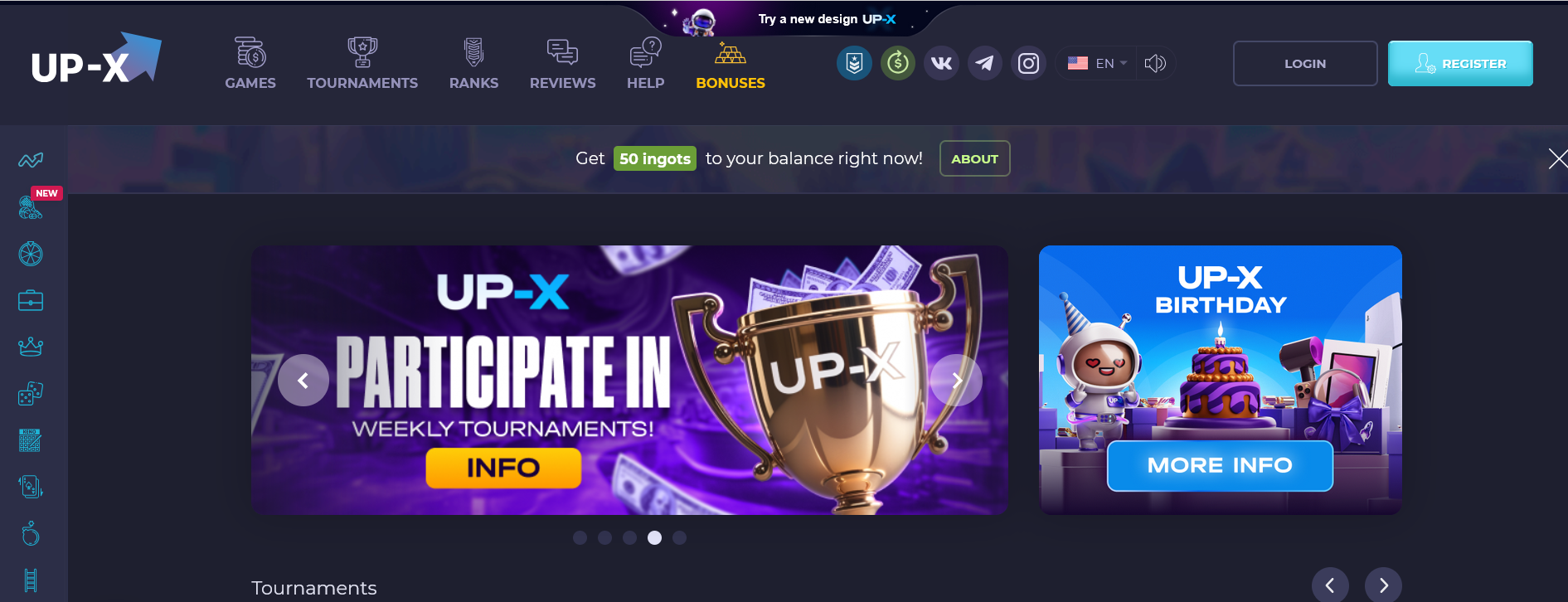 Up-X Casino Screenshot